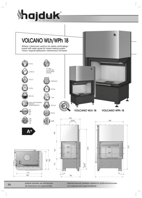 HAJDUK WKŁAD KOMINKOWY VOLCANO WPH-18 HAJDUK WKŁAD KOMINKOWY VOLCANO WPH-18