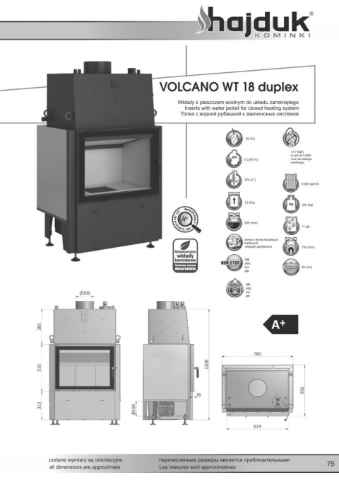 HAJDUK WKŁAD KOMINKOWY VOLCANO WT-18 HAJDUK WKŁAD KOMINKOWY VOLCANO WT-18