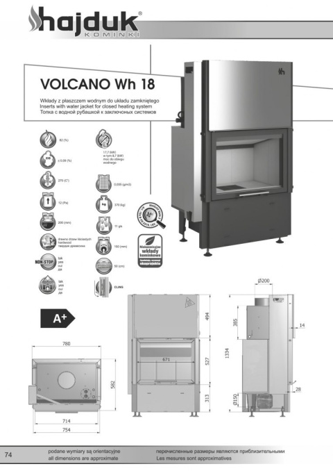 HAJDUK WKŁAD KOMINKOWY VOLCANO WTH-18 HAJDUK WKŁAD KOMINKOWY VOLCANO WTH-18