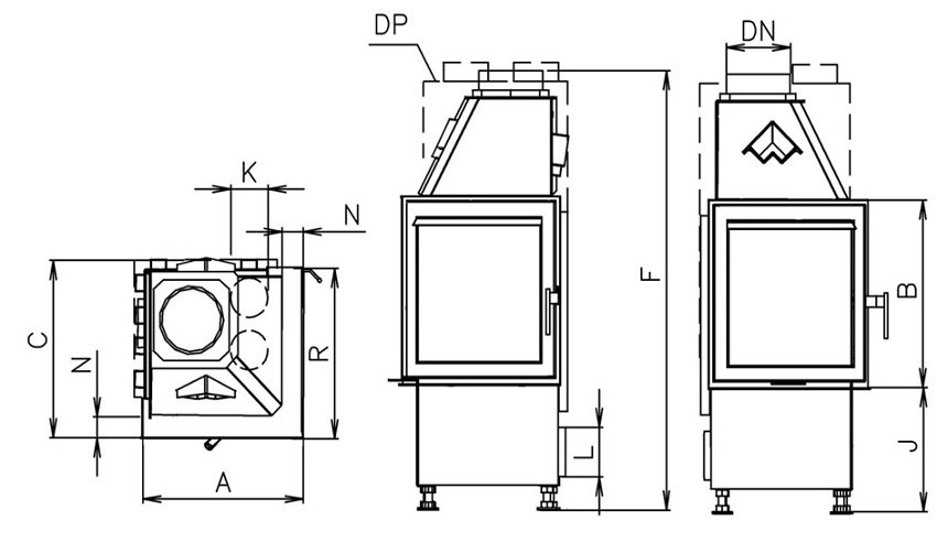 KOBOK WKŁAD KOMINKOWY CORNER 450/510 BS/450 LEWY KOBOK WKŁAD KOMINKOWY CORNER 450/510 BS/450 LEWY