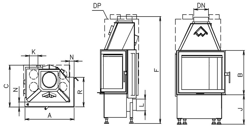 KOBOK WKŁAD KOMINKOWY CORNER 550/510 BS/330 LEWY KOBOK WKŁAD KOMINKOWY CORNER 550/510 BS/330 LEWY