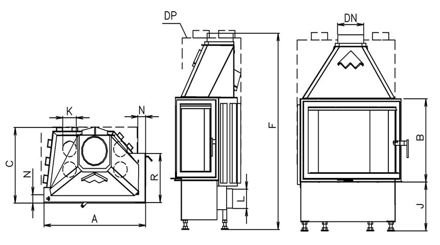 KOBOK WKŁAD KOMINKOWY CORNER 670/510 BS/330 LEWY KOBOK WKŁAD KOMINKOWY CORNER 670/510 BS/330 LEWY