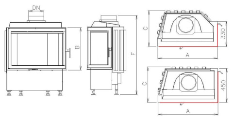 KOBOK WKŁAD KOMINKOWY CORNER MIDI 670/510 BS/330 LEWY KOBOK WKŁAD KOMINKOWY CORNER MIDI 670/510 BS/330 LEWY