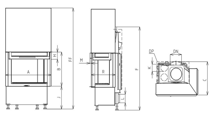 KOBOK WKŁAD KOMINKOWY CORNER VD GILOTYNA 600/510 BS/380 LEWY KOBOK WKŁAD KOMINKOWY CORNER VD GILOTYNA 600/510 BS/380 LEWY