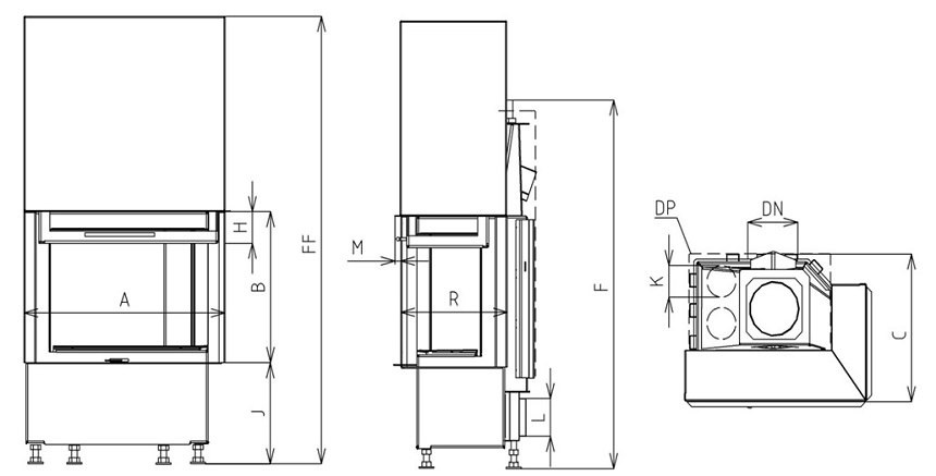KOBOK WKŁAD KOMINKOWY CORNER VD GILOTYNA 650/510 BS/380 LEWY KOBOK WKŁAD KOMINKOWY CORNER VD GILOTYNA 650/510 BS/380 LEWY