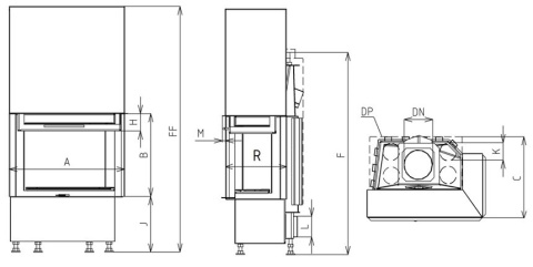 KOBOK WKŁAD KOMINKOWY CORNER VD GILOTYNA 720/510 BS/380 LEWY KOBOK WKŁAD KOMINKOWY CORNER VD GILOTYNA 720/510 BS/380 LEWY