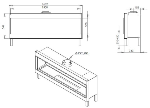 ORTAL KOMINEK GAZOWY CLEAR 150 DB LUSTRO ORTAL KOMINEK GAZOWY CLEAR 150 DB LUSTRO